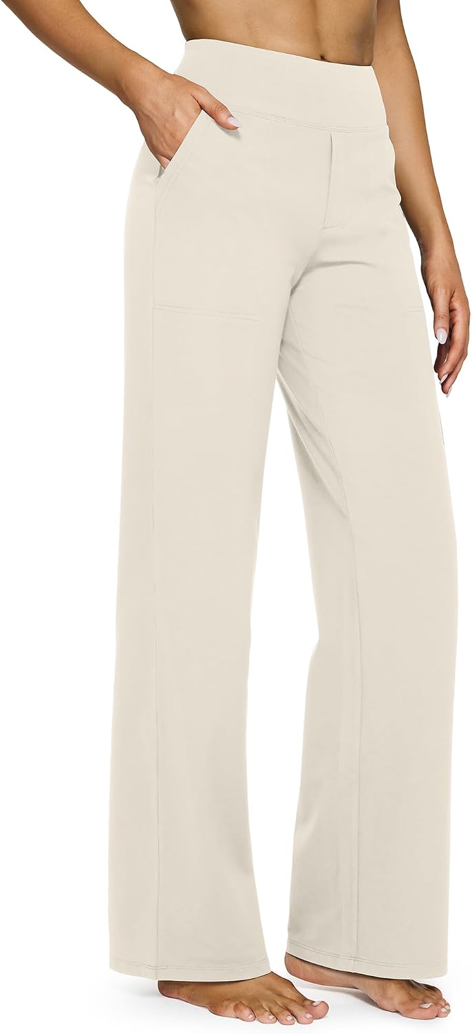G4Free Yoga Pants for Women Wide Leg Pants with Pockets High Waisted