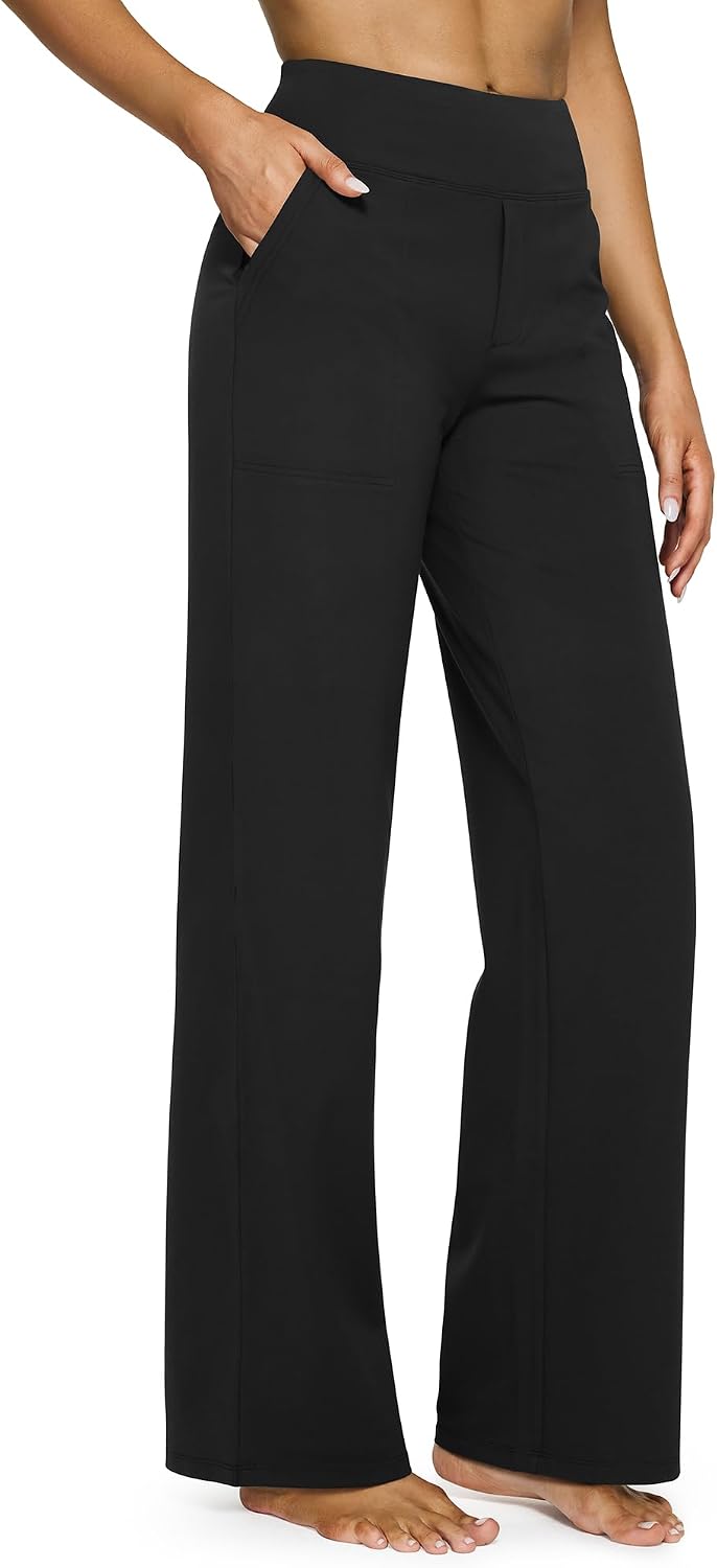 G4Free Yoga Pants for Women Wide Leg Pants with Pockets High Waisted