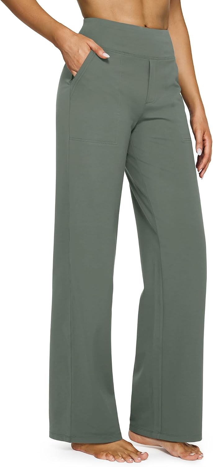 G4Free Yoga Pants for Women Wide Leg Pants with Pockets High Waisted