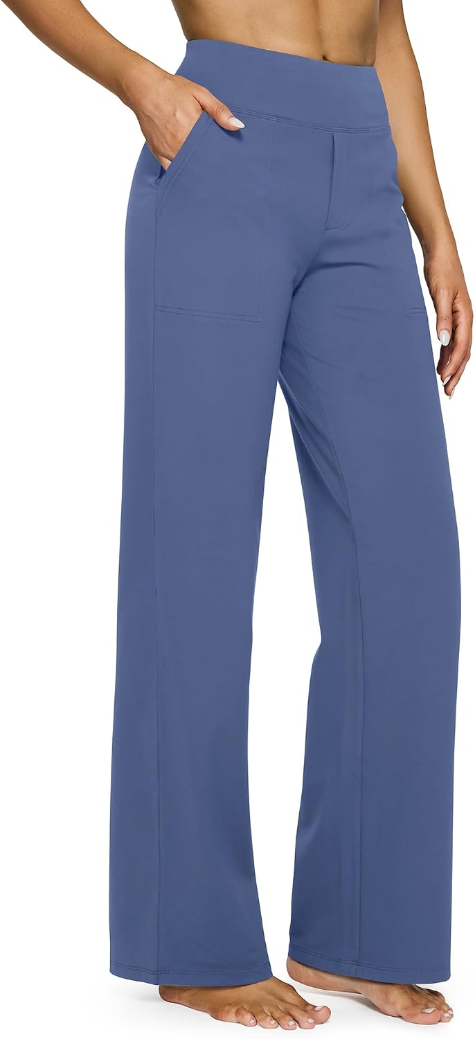 G4Free Yoga Pants for Women Wide Leg Pants with Pockets High Waisted