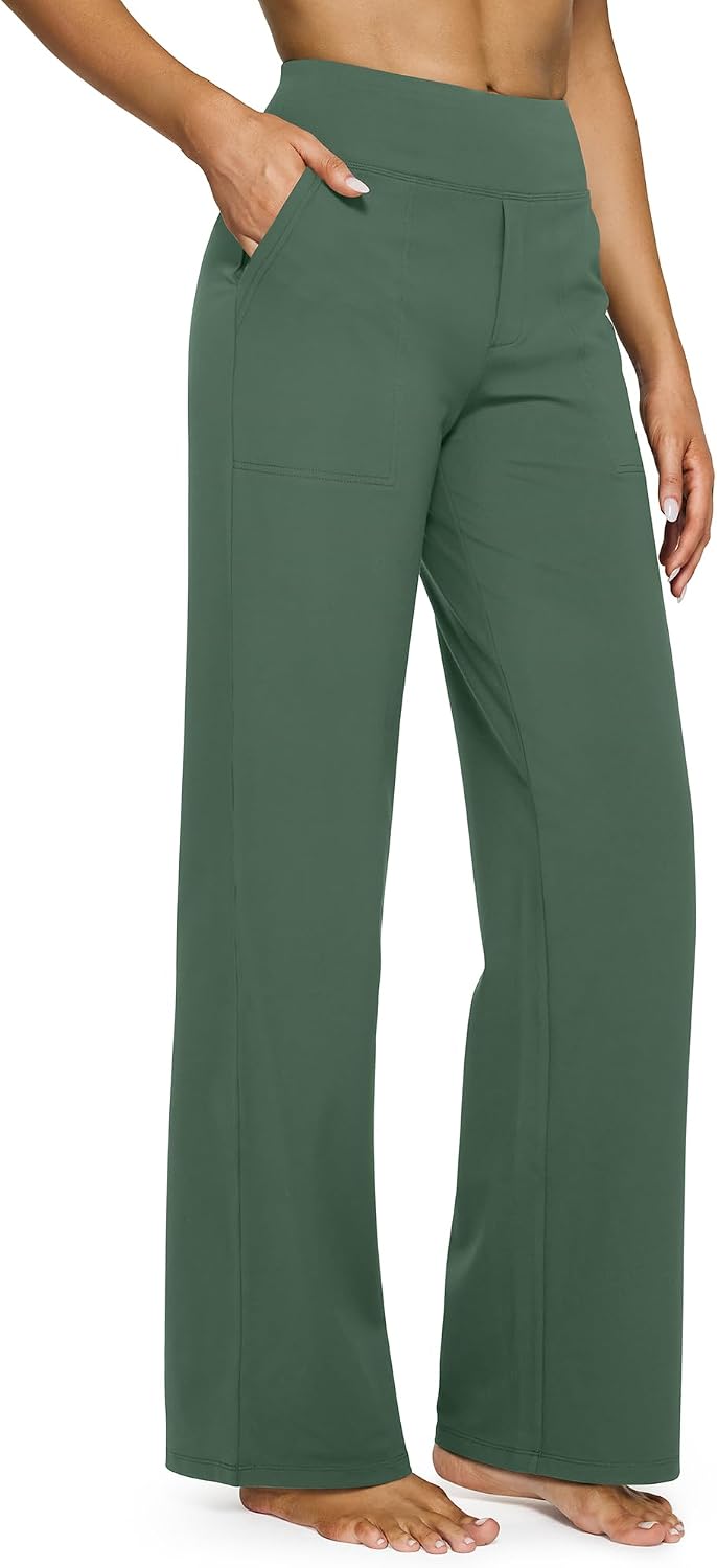 G4Free Yoga Pants for Women Wide Leg Pants with Pockets High Waisted