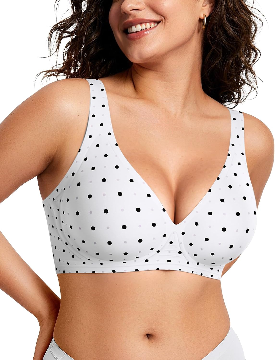 OEAK Womens Jelly Bras Wireless Deep V Bralette Comfy Push Up Tshirt Bras