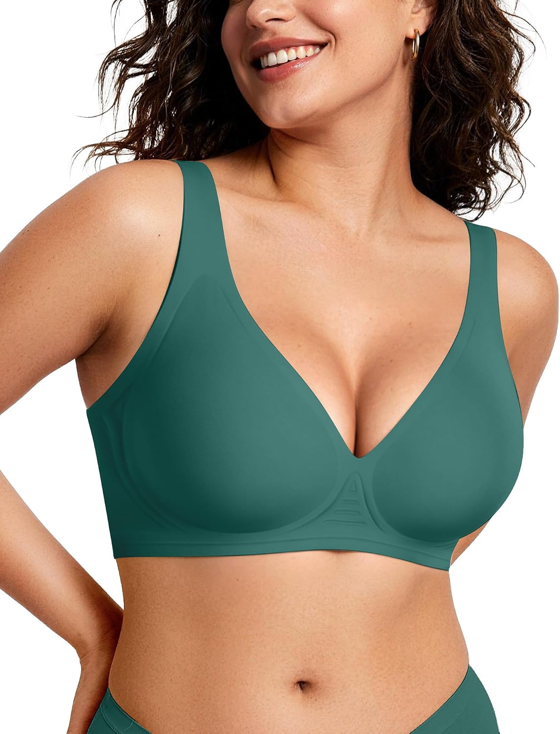 OEAK Womens Jelly Bras Wireless Deep V Bralette Comfy Push Up Tshirt Bras