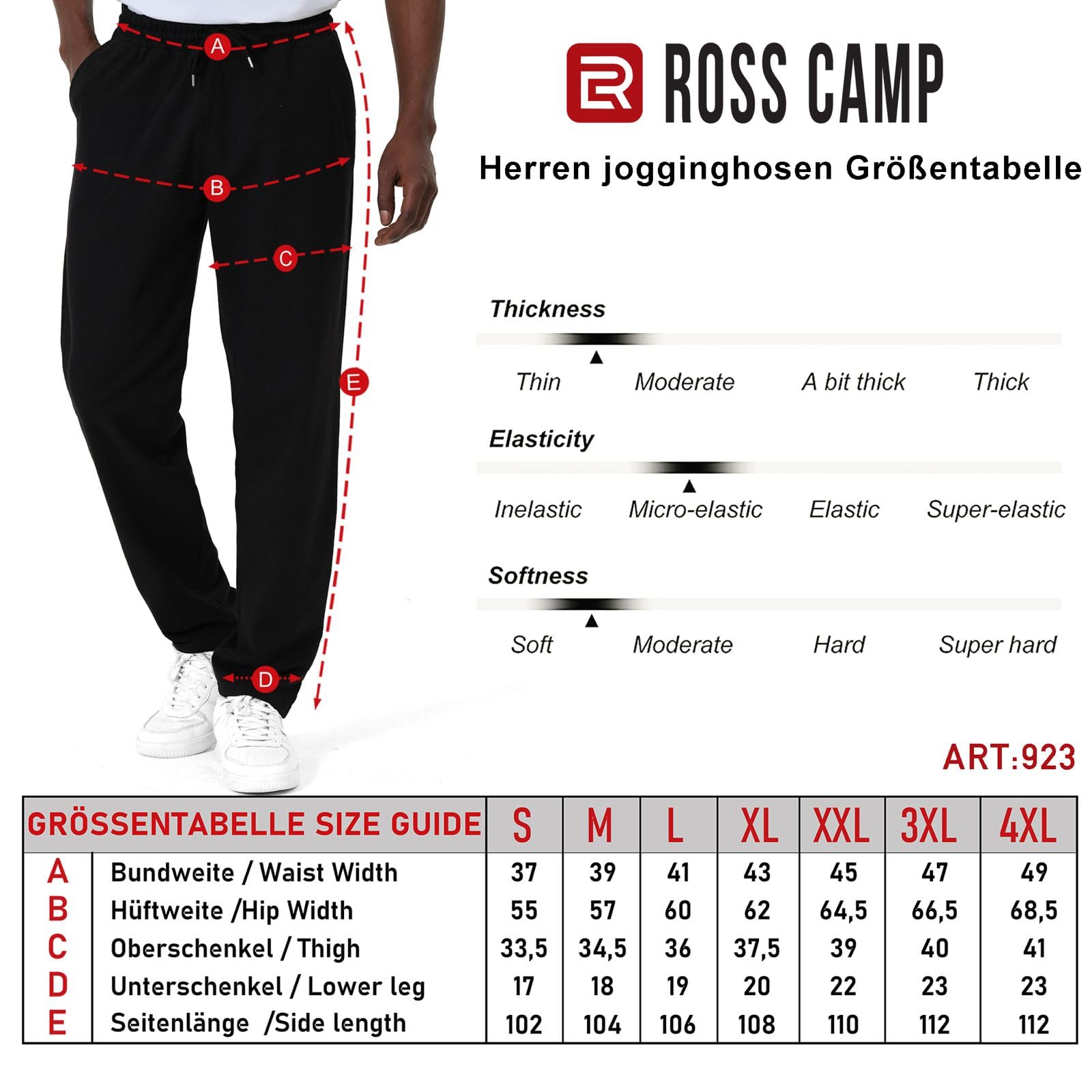 ROSS CAMP Jogginghose Herren Baumwolle - Sporthose Lang
