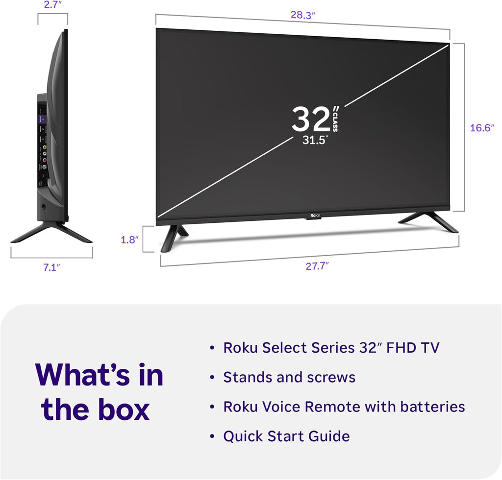 Roku 32-Inch Select Series Smart TV 2026-1080p Full HD TV - RokuTV