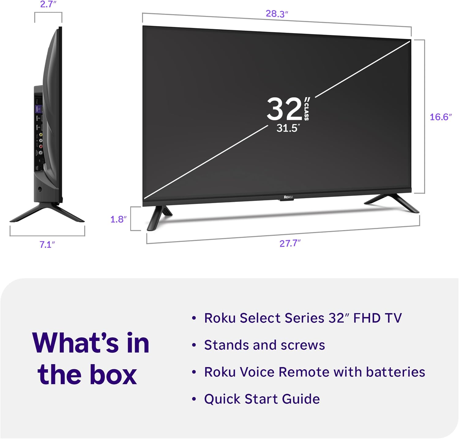 Roku 32-Inch Select Series Smart TV 2026-1080p Full HD TV - RokuTV