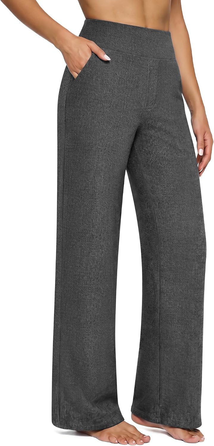 G4Free Yoga Pants for Women Wide Leg Pants with Pockets High Waisted