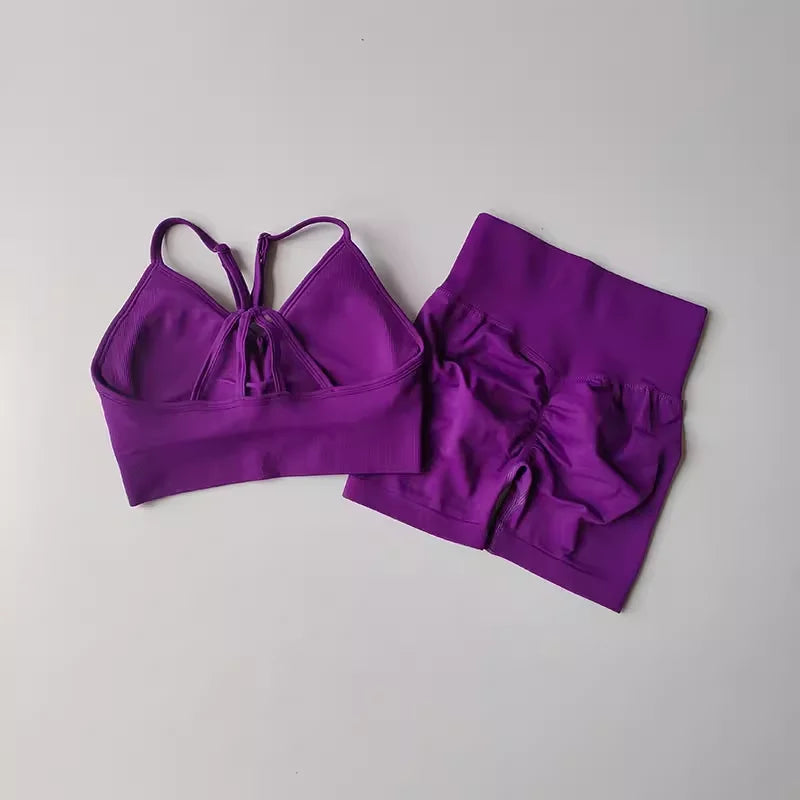Conjunto de Yoga Feminino de 2 Peças – Cintura Alta, Roupa de Treino e Academia, Conjunto Esportivo