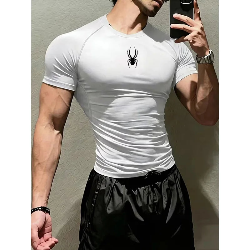 Camiseta Masculina de Compressão para Musculação e Esportes –  Manga Curta, Secagem Rápida – Ideal para Academia, Fitness e Corrida