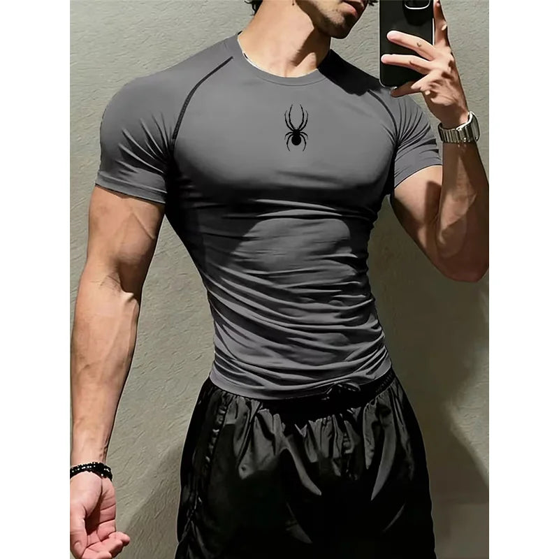 Camiseta Masculina de Compressão para Musculação e Esportes –  Manga Curta, Secagem Rápida – Ideal para Academia, Fitness e Corrida