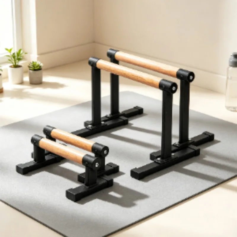 Barras de Apoio para Flexão, em Madeira Equipamento de Treino, Calistenia e Parada de Mão