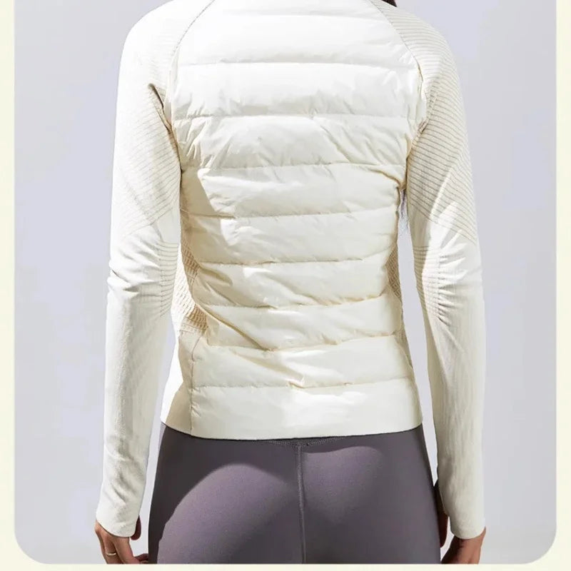 Jaqueta Feminina  para Outono/Inverno – Gola Alta, Ajustada ao Corpo, Quente – Ideal para Esportes, Lazer ao Ar Livre e Yoga