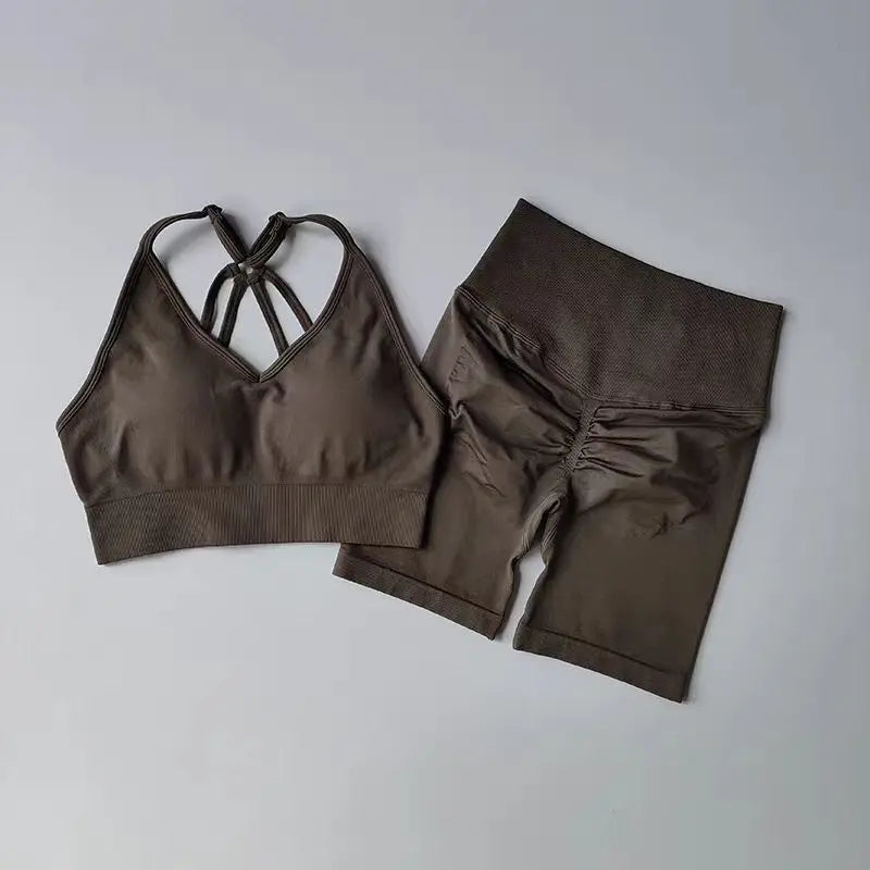 Conjunto de Yoga Feminino de 2 Peças – Cintura Alta, Roupa de Treino e Academia, Conjunto Esportivo